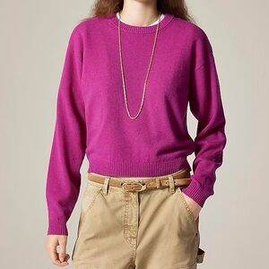 NWT J.Crew Perfect Cashmere Crewneck Sweater in Heather Deep Magenta